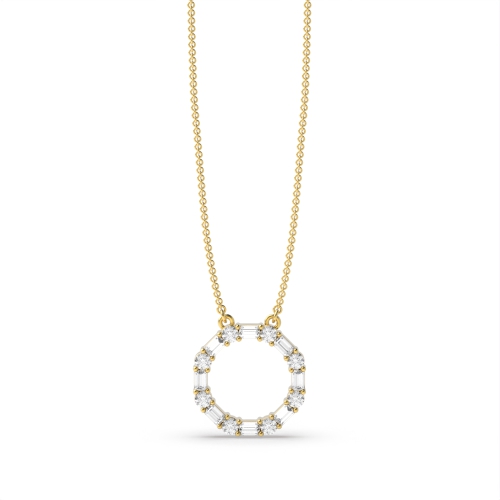 4 Prong Baguette Yellow Gold Pendant Necklaces