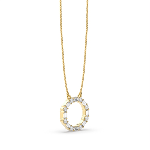 4 Prong Baguette Yellow Gold Pendant Necklaces