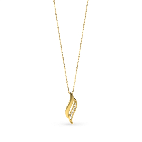 Pave Setting Round Yellow Gold Double row Pendant Necklaces