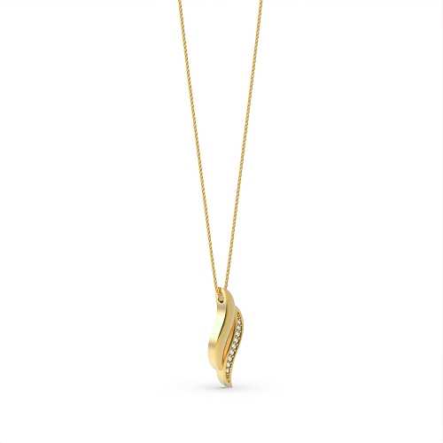 Pave Setting Round Yellow Gold Double row Pendant Necklaces