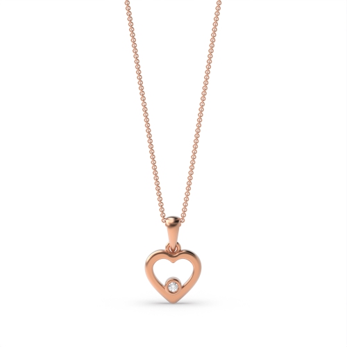 Bezel Setting Round Rose Gold Heart Pendant Necklaces