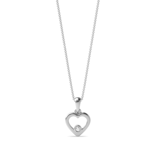 Bezel Setting Round Platinum Heart Pendant Necklaces