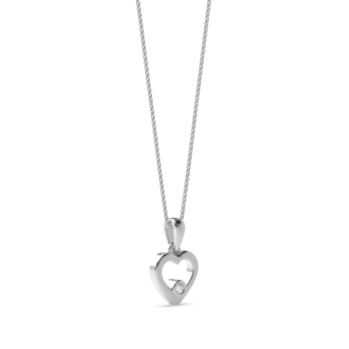 Bezel Setting Round Designer Spark Heart Pendant Necklace