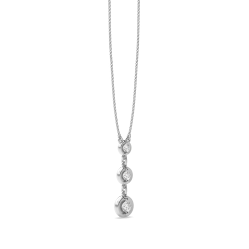 Pave Setting Round Silver Glimmer shine Pendant Necklaces