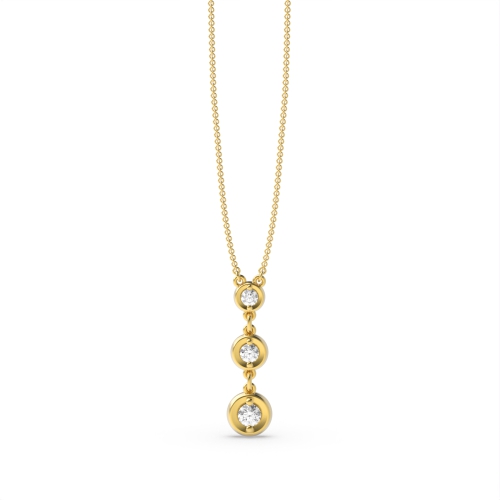 Pave Setting Round Yellow Gold Glimmer shine Pendant Necklaces