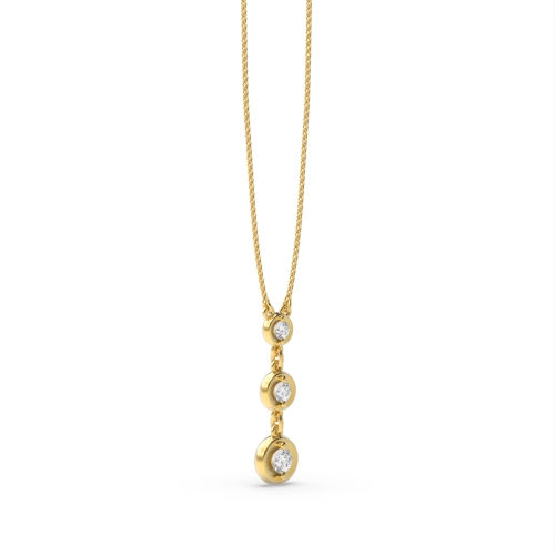 Pave Setting Round Yellow Gold Glimmer shine Pendant Necklaces