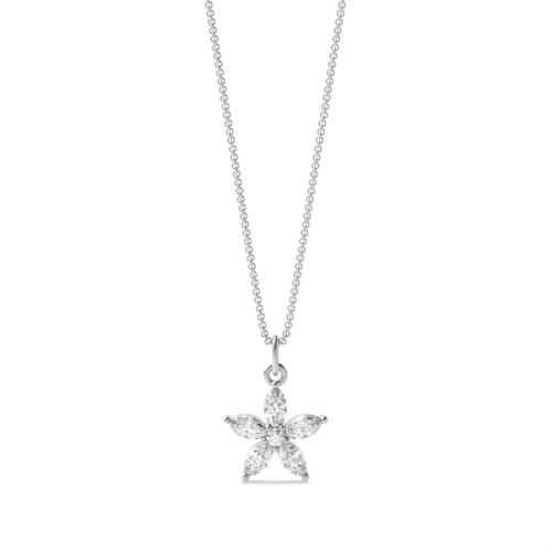 3 Prong Marquise Flower Designer Pendant Necklaces
