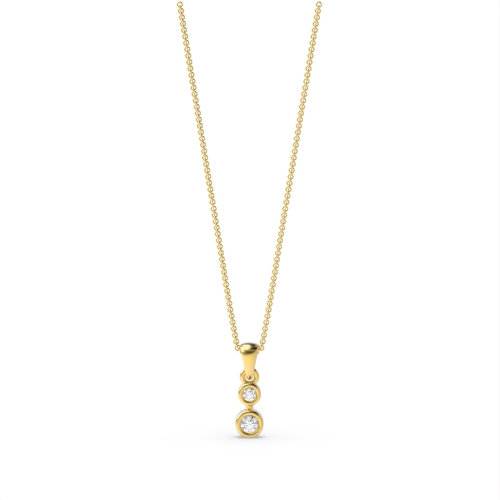 Setting Round Yellow Gold Bezel lustre Pendant Necklaces