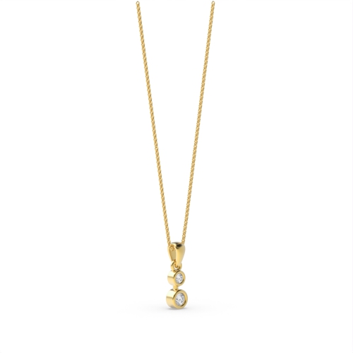 Setting Round Yellow Gold Bezel lustre Pendant Necklaces