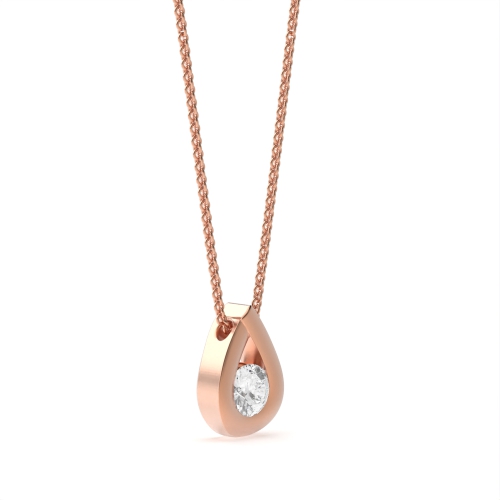 Channel Setting Round Rose Gold Bezel glint Pendant Necklaces