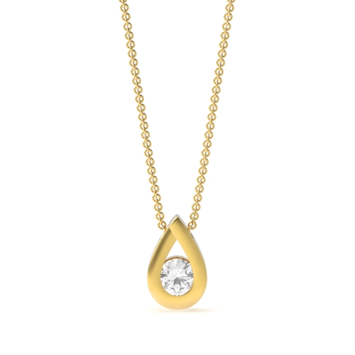 Channel Setting Round Yellow Gold Bezel glint Pendant Necklaces
