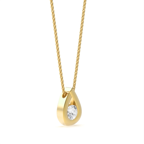 Channel Setting Round Yellow Gold Bezel glint Pendant Necklaces