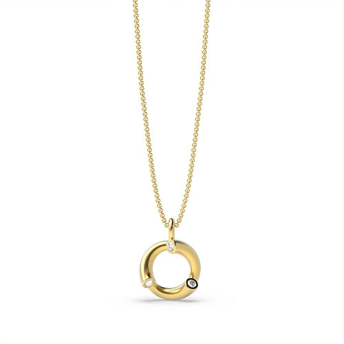 Bezel Setting Round Yellow Gold Eternal Pendant Necklaces