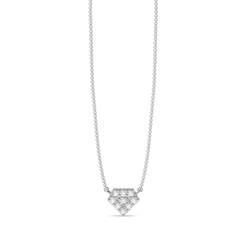 Pave Setting Round Silver Diamond shaped Pendant Necklaces