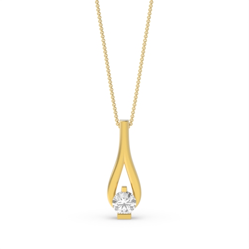 Channel Setting Round Yellow Gold Sparkle stud Pendant Necklaces