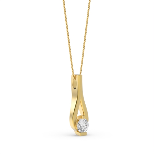 Channel Setting Round Yellow Gold Sparkle stud Pendant Necklaces