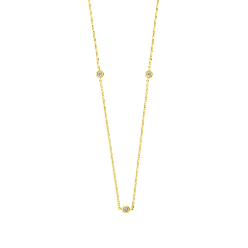 Bezel Setting Round Yellow Gold Shine stud Pendant Necklaces