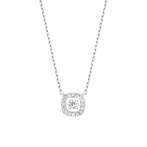 4 Prong Round Silver Spark stud Pendant Necklaces