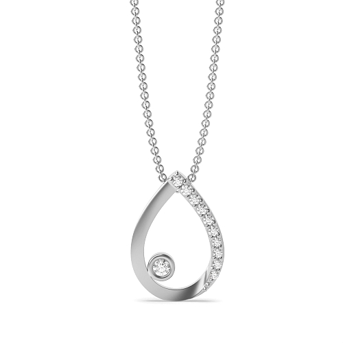 Bezel Setting Round Droporbit Lab Grown Diamond Pendant Necklaces