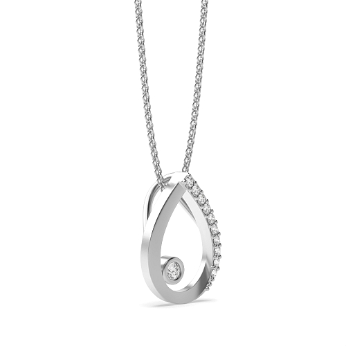 Bezel Setting Round Droporbit Lab Grown Diamond Pendant Necklaces