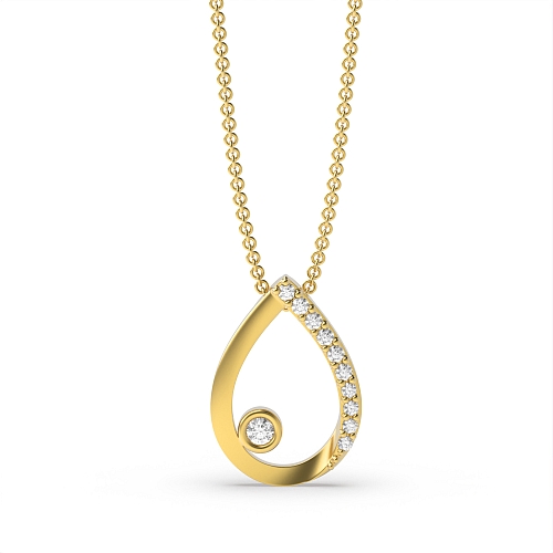 Bezel Setting Round Yellow Gold Droporbit Pendant Necklaces