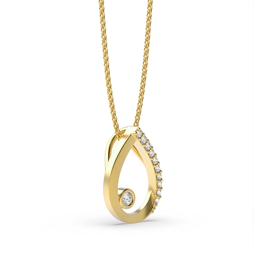 Bezel Setting Round Yellow Gold Droporbit Pendant Necklaces
