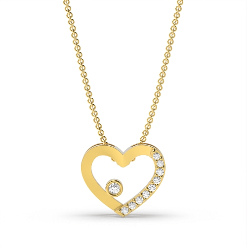 Bezel Setting Round Yellow Gold Open Pendant Necklaces