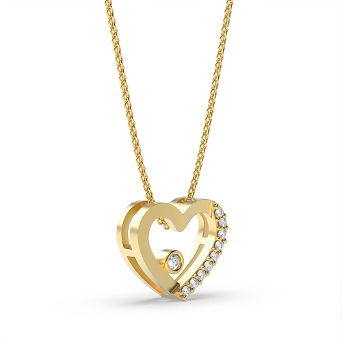 Bezel Setting Round Yellow Gold Open Pendant Necklaces