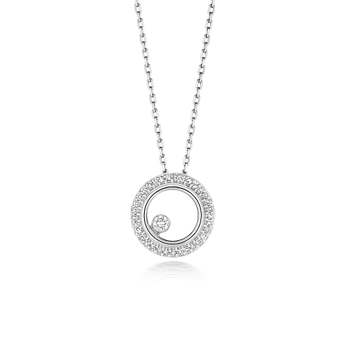 Bezel Setting Round Silver Designer glow Pendant Necklaces