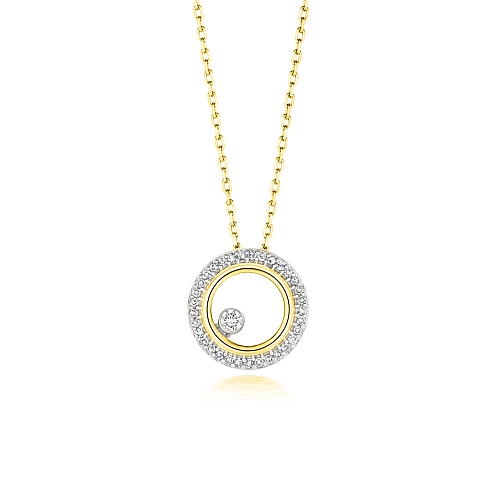 Bezel Setting Round Yellow Gold Designer glow Pendant Necklaces