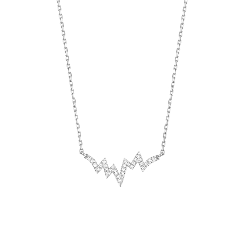 4 Prong Round Heartbeat Naturally Mined Diamond Pendant Necklaces
