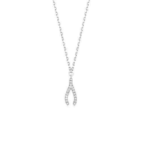 4 Prong Round Wishbone Lab Grown Diamond Pendant Necklaces