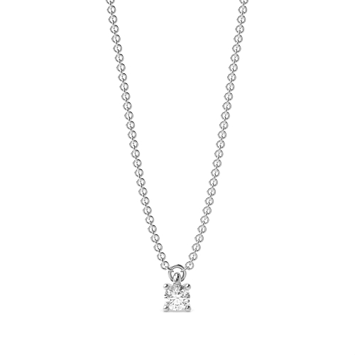4 Prong Round Polar Lab Grown Diamond Pendant Necklaces