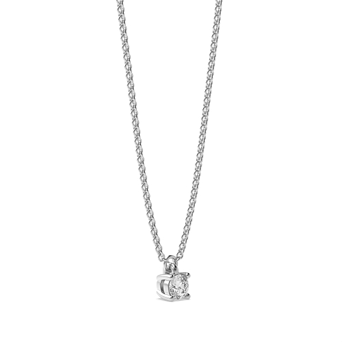 4 Prong Round Polar Lab Grown Diamond Pendant Necklaces