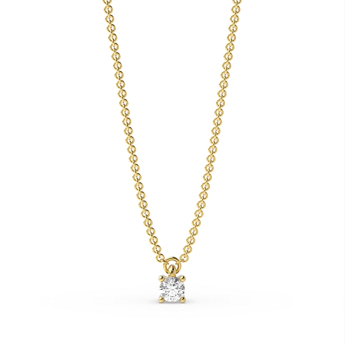 4 Prong Round Yellow Gold Polar Pendant Necklaces