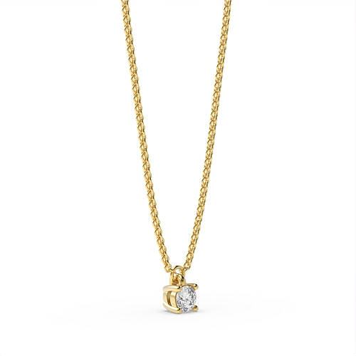 4 Prong Round Yellow Gold Polar Pendant Necklaces