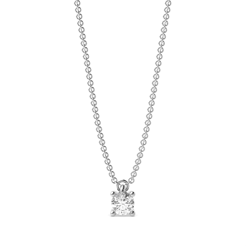 4 Prong Round Small Lab Grown Diamond Pendant Necklaces