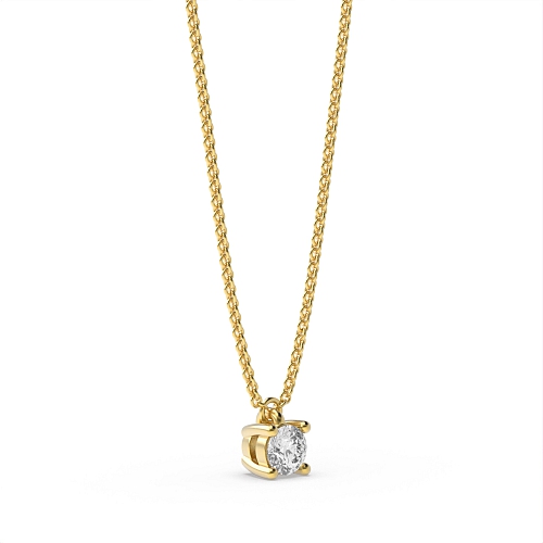 4 Prong Round Yellow Gold Small Pendant Necklaces