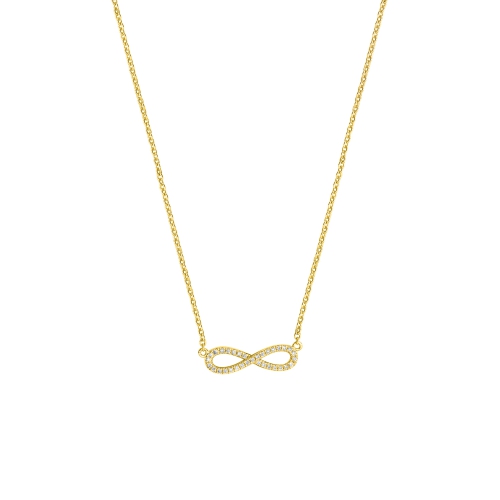 4 Prong Round Yellow Gold Infinity floating Pendant Necklaces