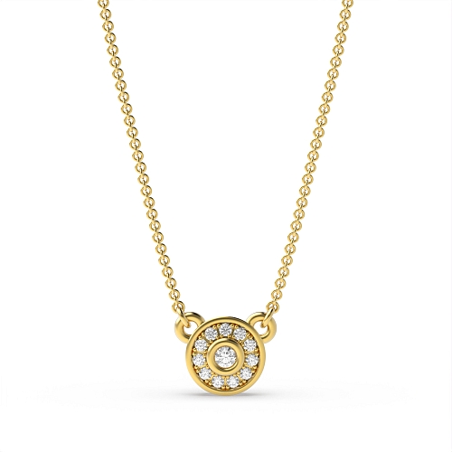 Bezel Setting Round Yellow Gold Sparkle Pendant Necklaces