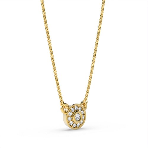 Bezel Setting Round Yellow Gold Sparkle Pendant Necklaces