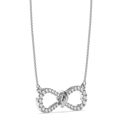 4 Prong Round Bow love knot Pendant Necklaces