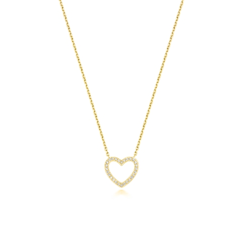 Pave Setting Round Yellow Gold Loop Pendant Necklaces