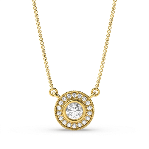 Bezel Setting Round Yellow Gold Ascent Pendant Necklaces