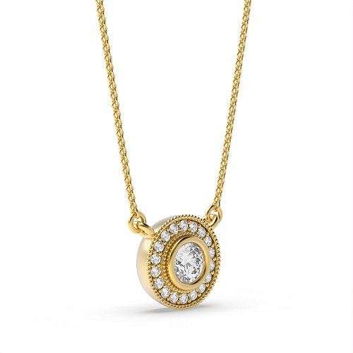 Bezel Setting Round Yellow Gold Ascent Pendant Necklaces
