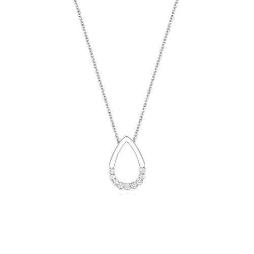 4 Prong Round Silver Halo Pendant Necklaces