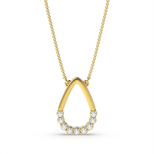 4 Prong Round Yellow Gold Bezel loop Pendant Necklaces