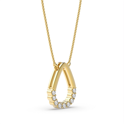 4 Prong Round Yellow Gold Bezel loop Pendant Necklaces