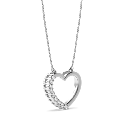 4 Prong Round Half set Pendant Necklaces