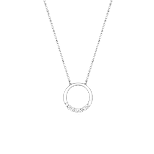 4 Prong Round Baguette Stud Circle Pendant Necklace